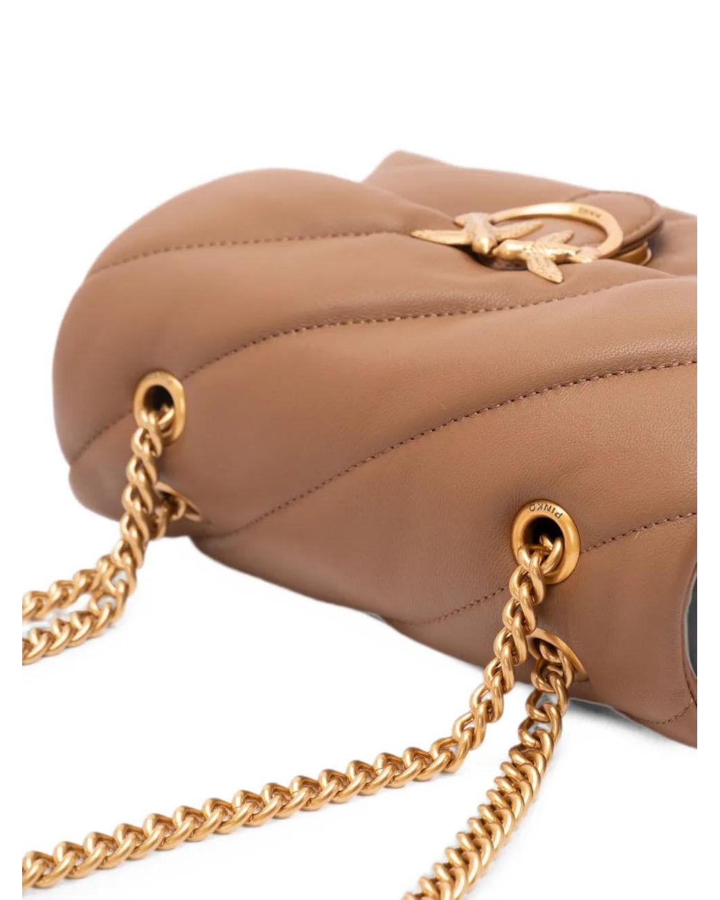 Pinko Brown Love Puff Quilted Crossbody Bag