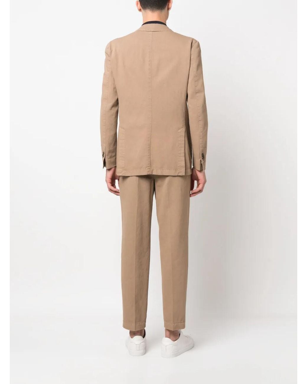 Dell'Oglio Natural Single-Breasted Cotton-Linen Suit for men