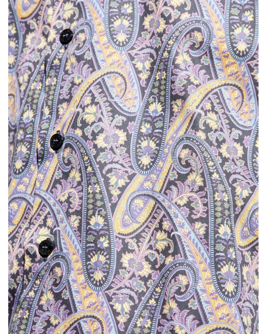 Etro Purple Paisley-Print Cotton Shirt for men