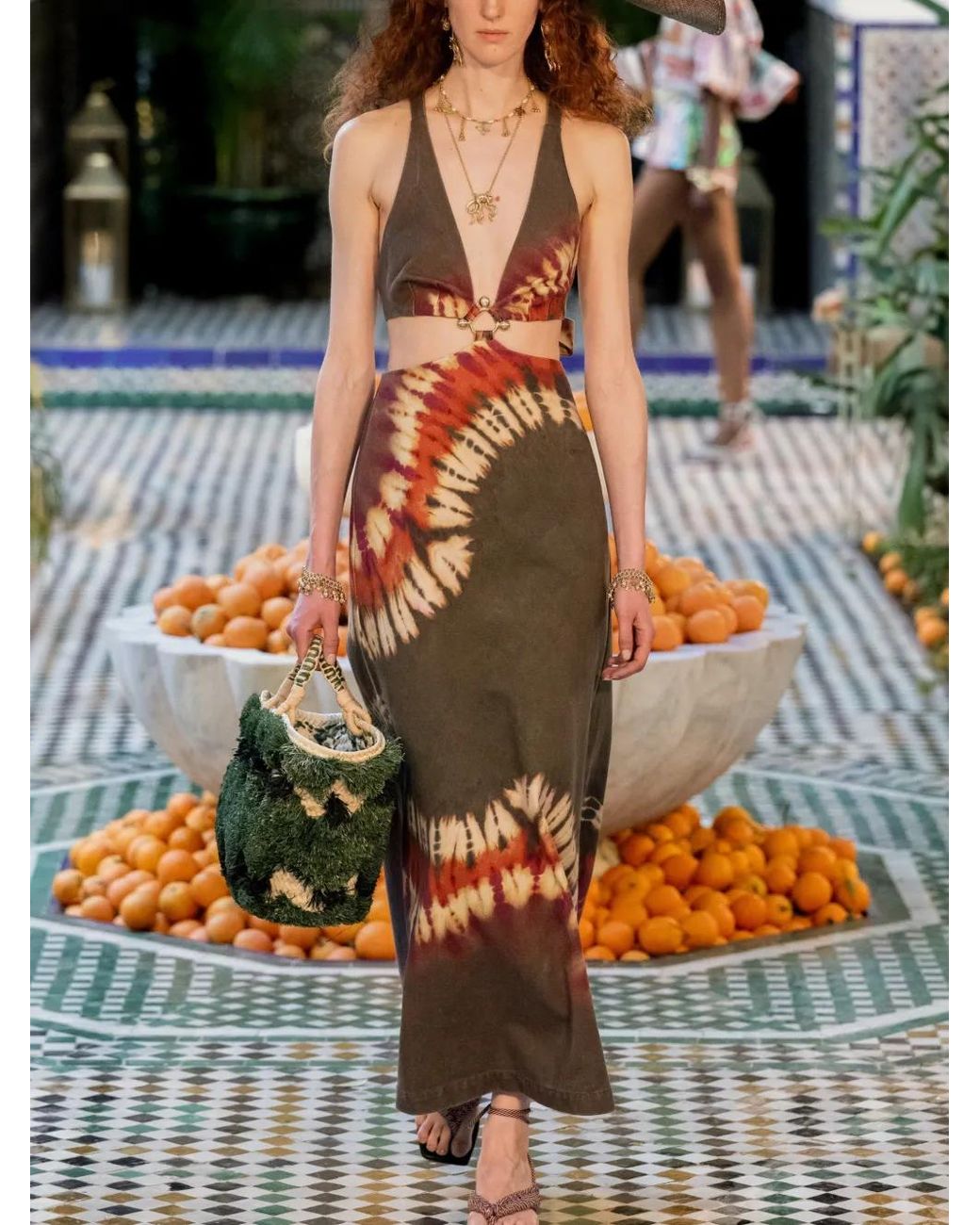ALÉMAIS Green Marilyn Denim Midi Dress