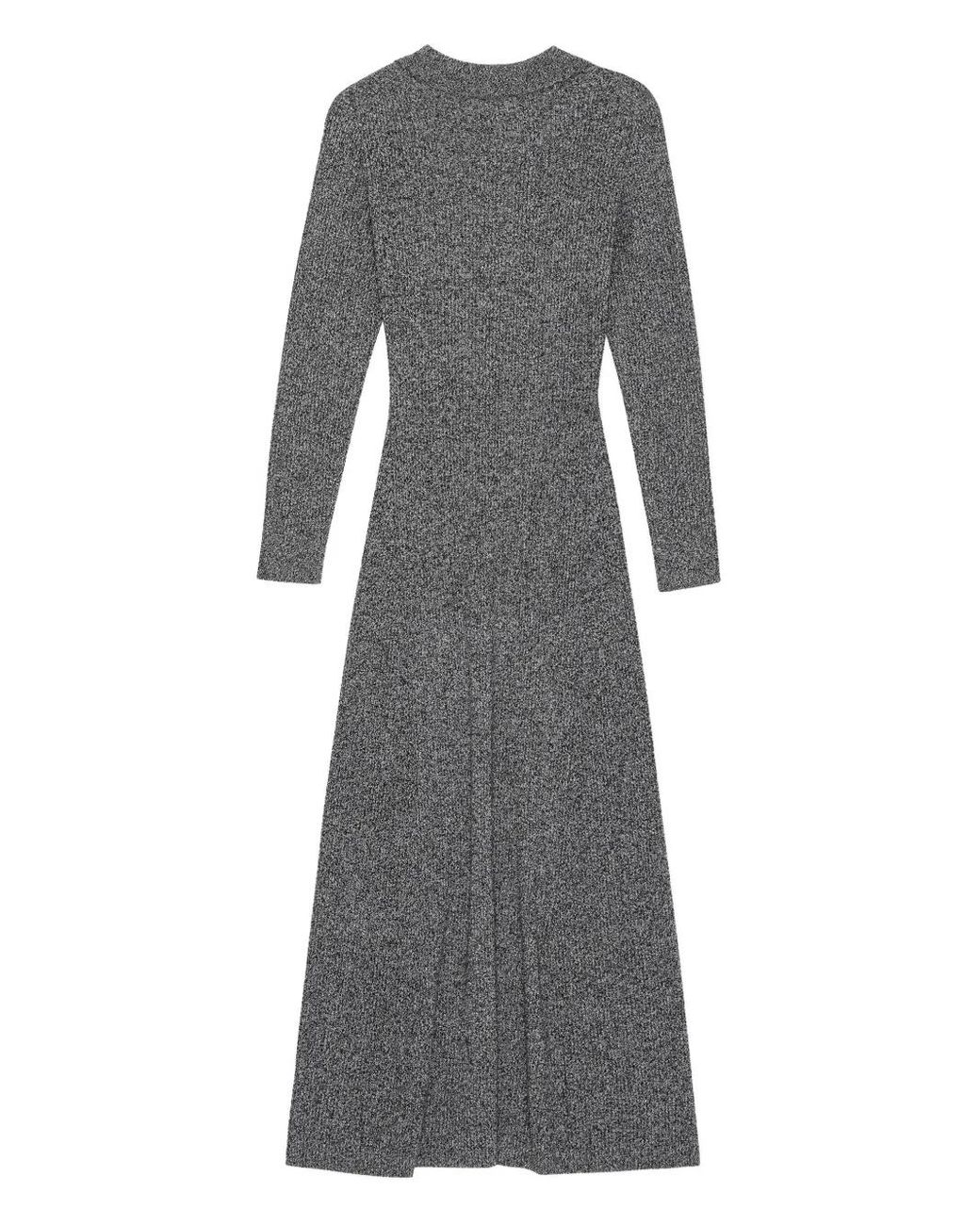 ganni dress grey Ganni // Heathered Midi Dress  VSP Consignment