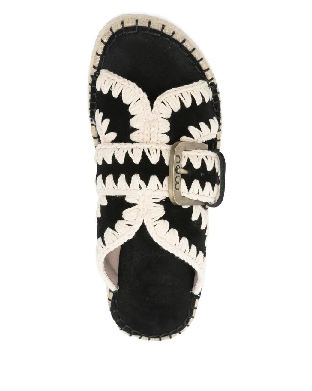 Mou Black Jute Leather Heeled Sandals