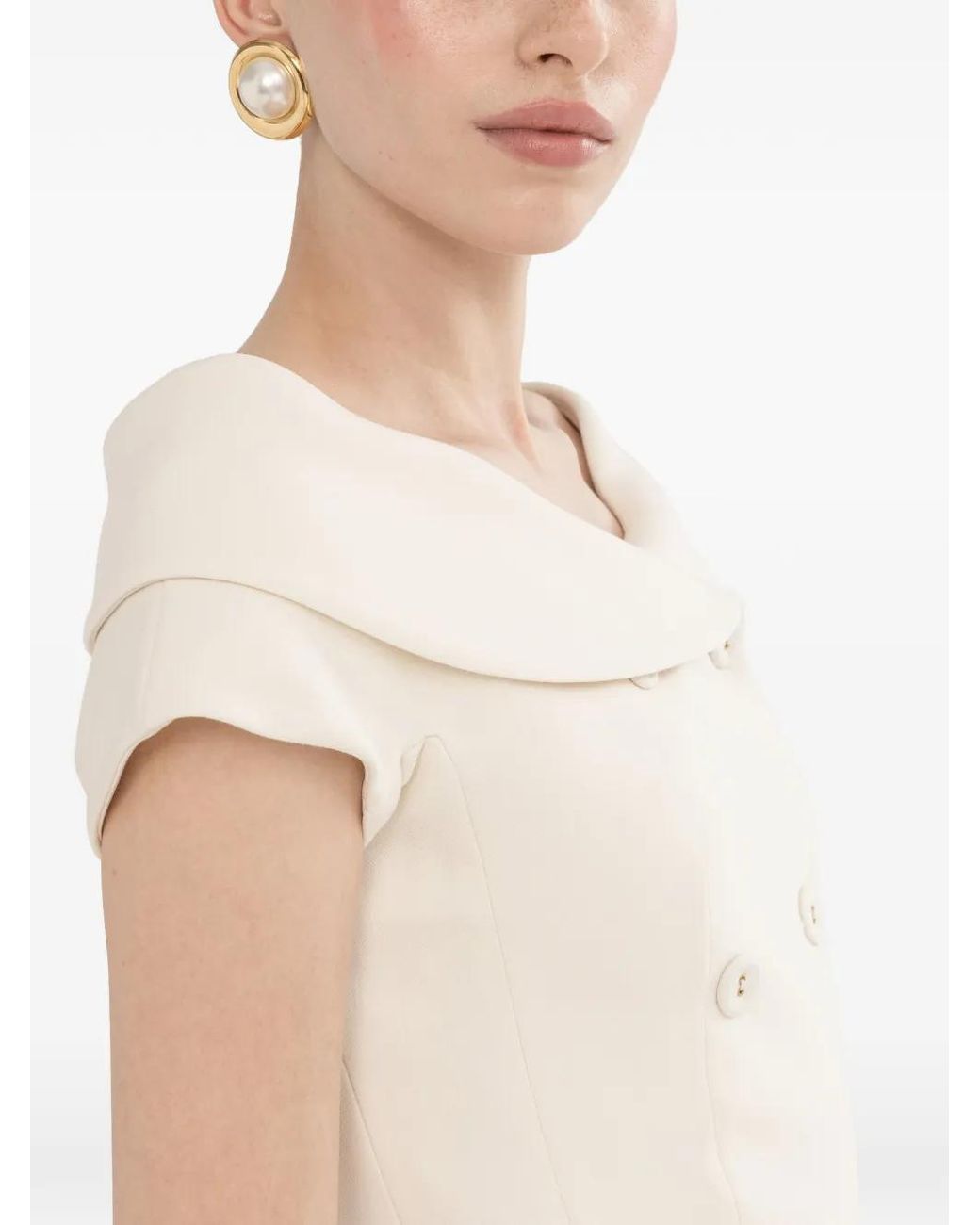 Nissa Natural Off-Shoulders Fitted Blazer