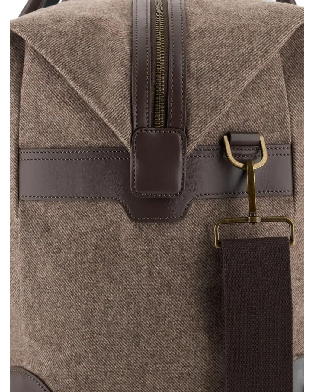 Boggi Brown Sac Fourre-Tout En Cuir Et Laine Mélangés for men