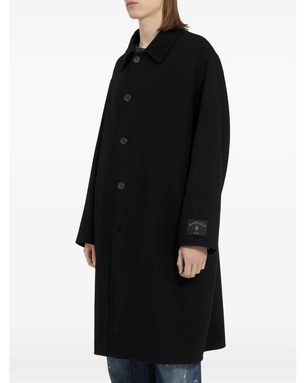 MM6 by Maison Margiela Black Double-Faced Wool Coat for men