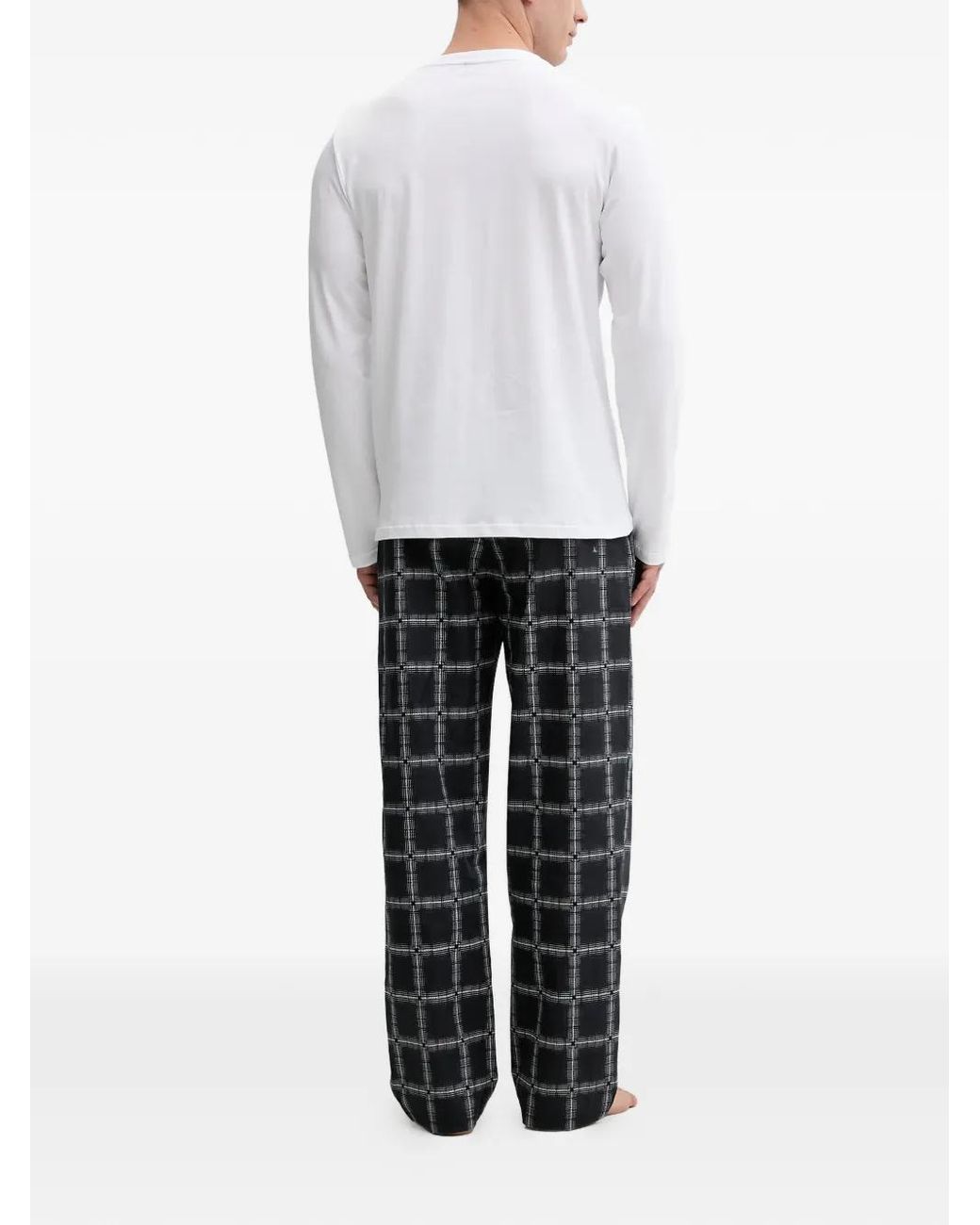 Karl Lagerfeld White Plaid Pajamas Set for men