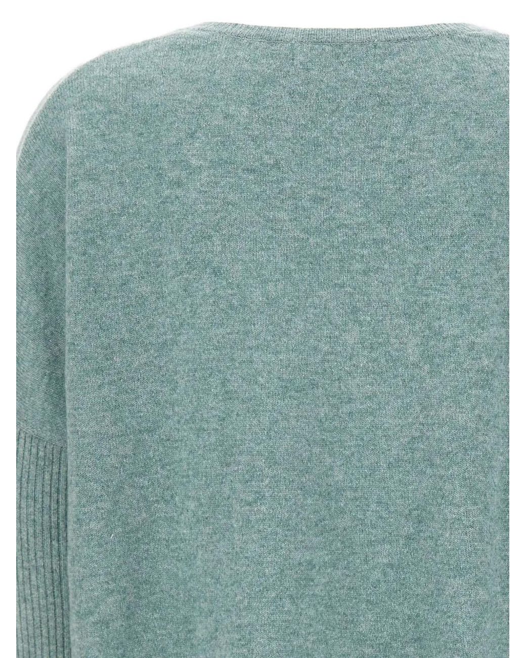 Not Shy Green Faustine Ribbed-Sleeve V-Neck Sweater