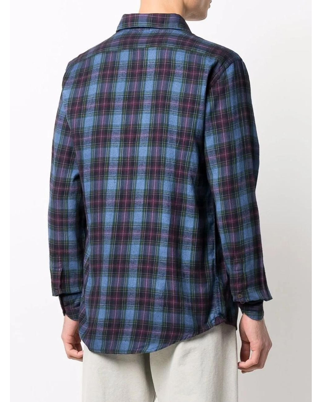 Deperlu Blue Tartan-Print Cotton Shirt for men