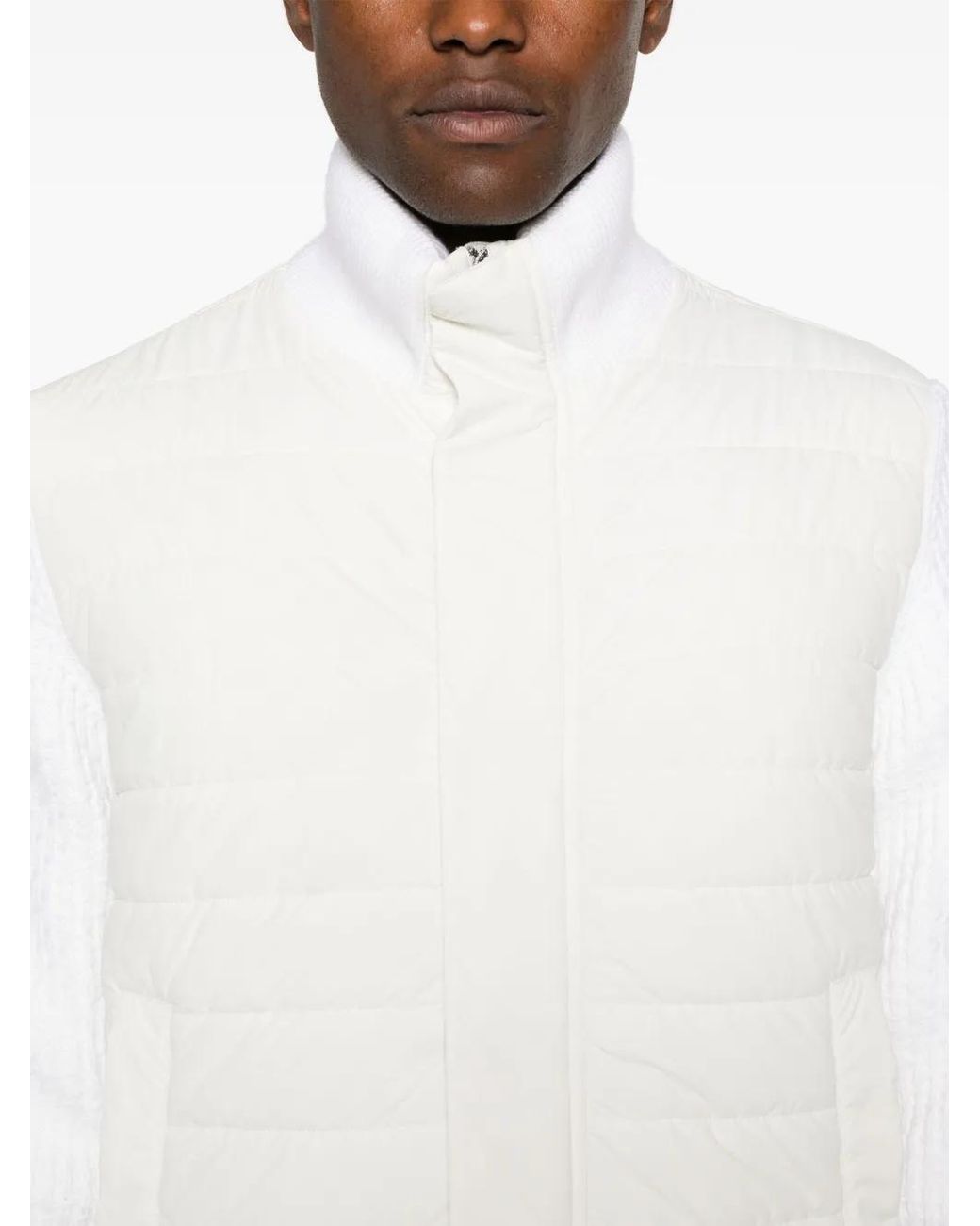 Herno White Knitted-Panels Padded Bomber Jacket for men