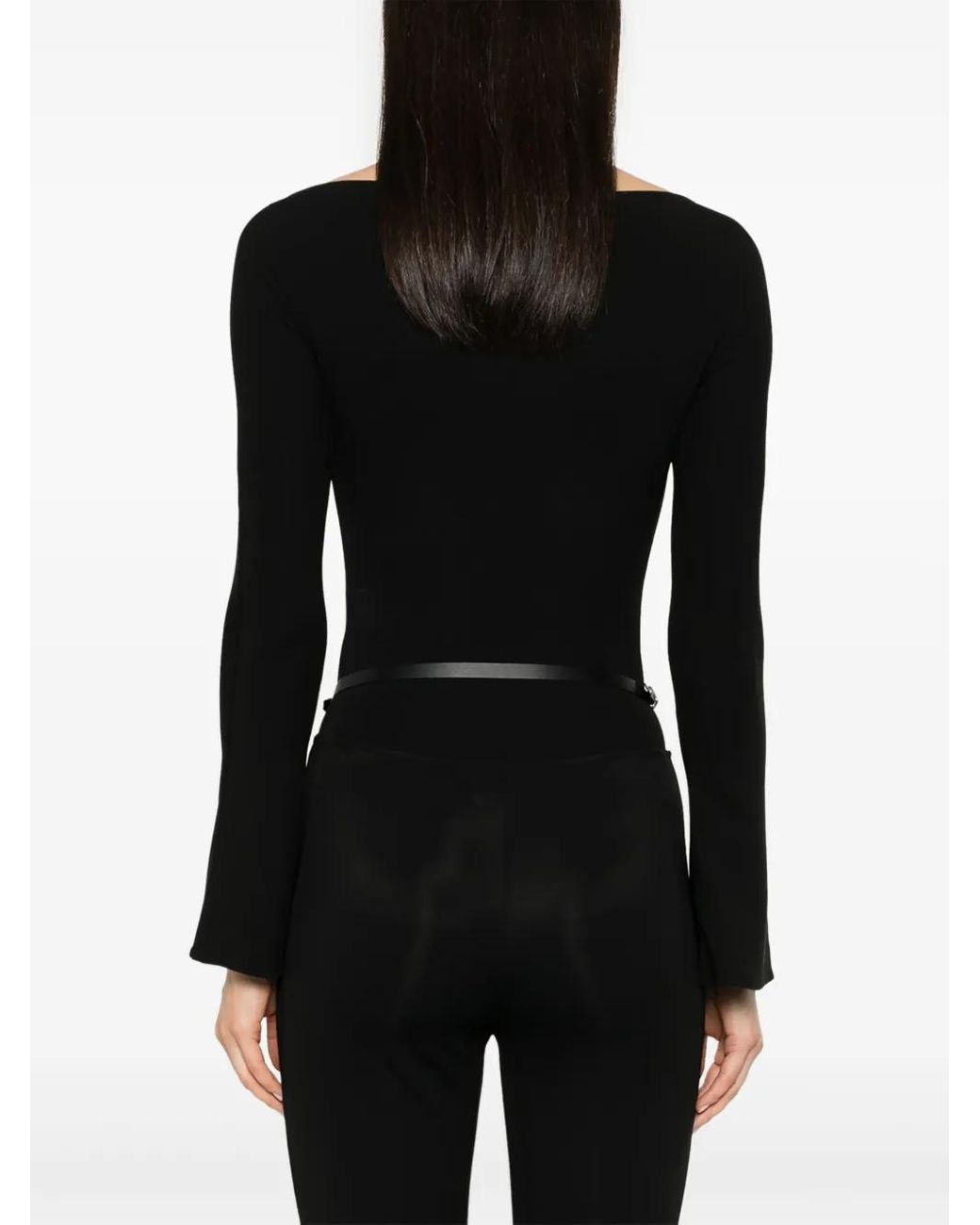 Courreges Black Boat Neck Bodysuit
