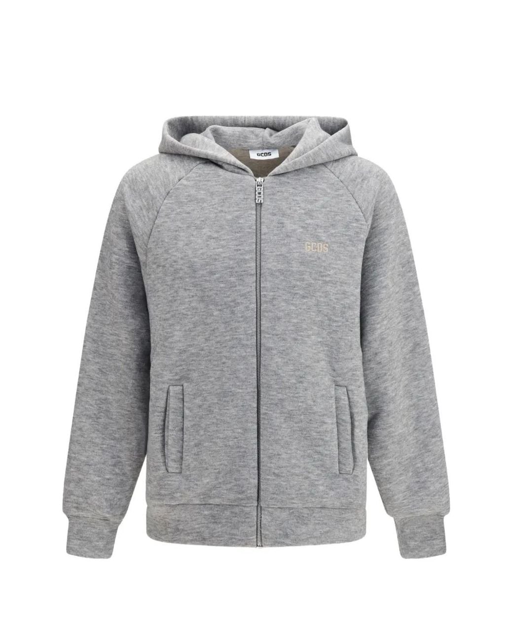 Gcds Gray Logo-Patch Hoodie for men