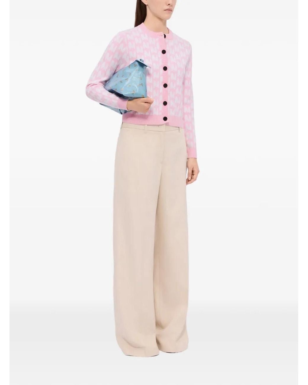 MSGM Pink Button Pattern Cardigan