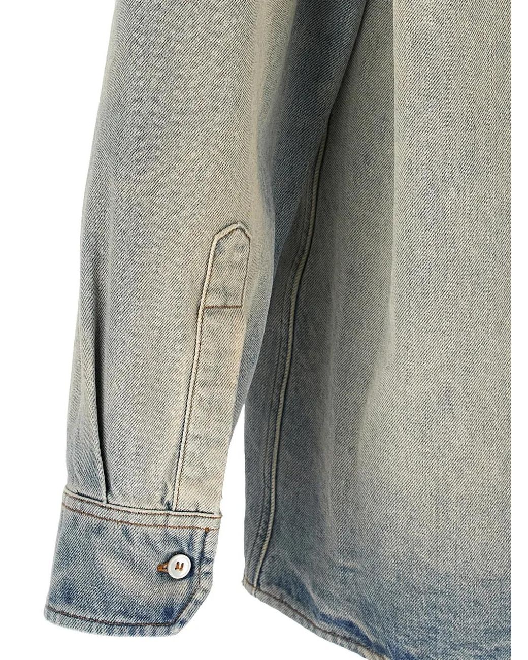 MM6 by Maison Margiela Gray Numeric Signature Denim Shirt for men