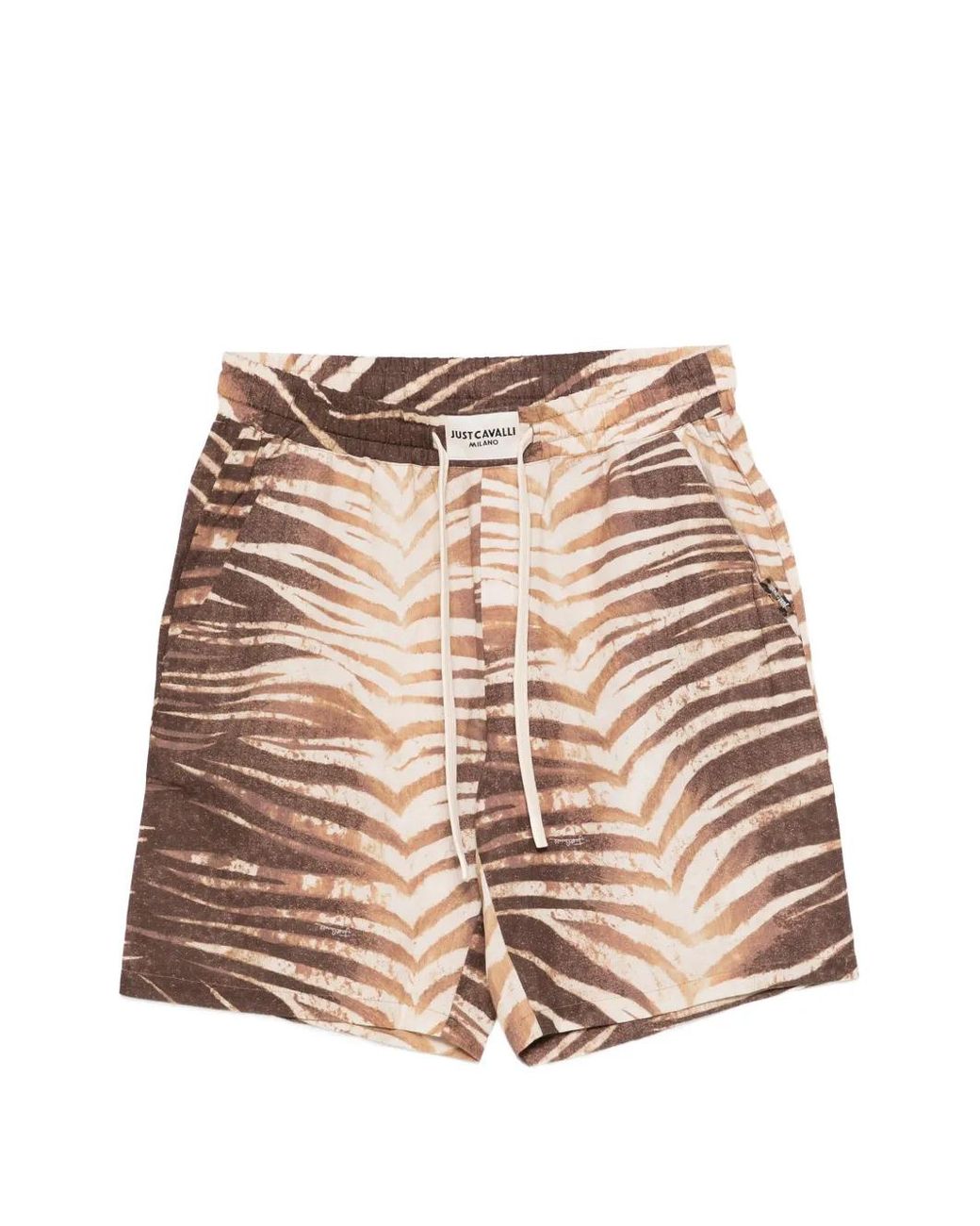 Just Cavalli Pink Drawstring Printed Shorts for men