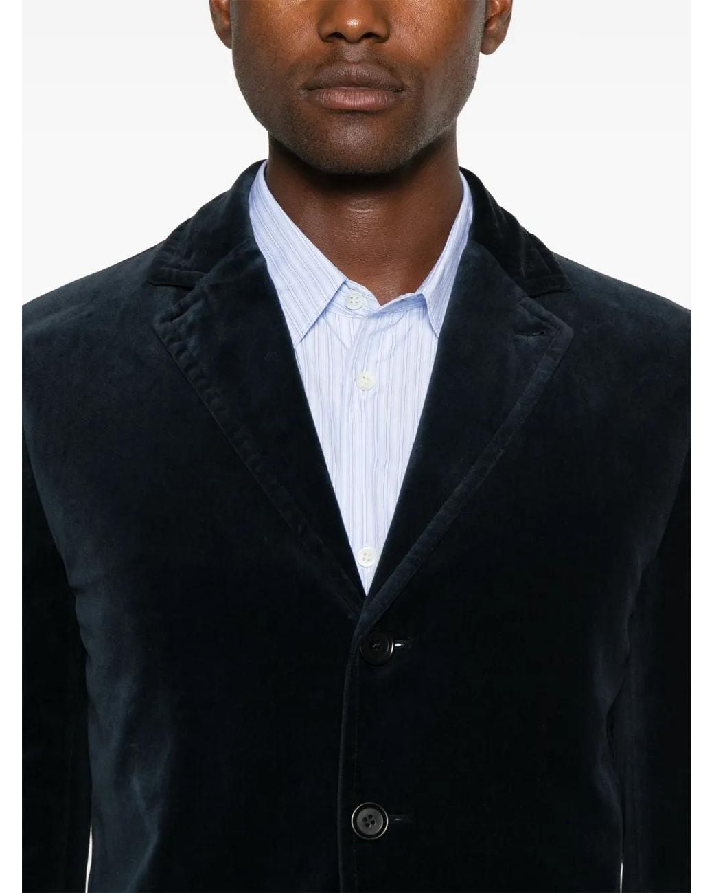 Aspesi Black Velvet Notched Lapel Blazer for men