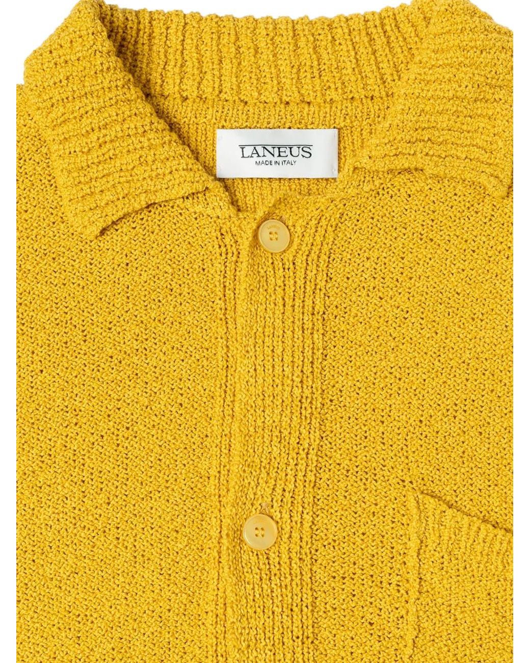 Laneus Yellow Knitted Boxy Shirt for men