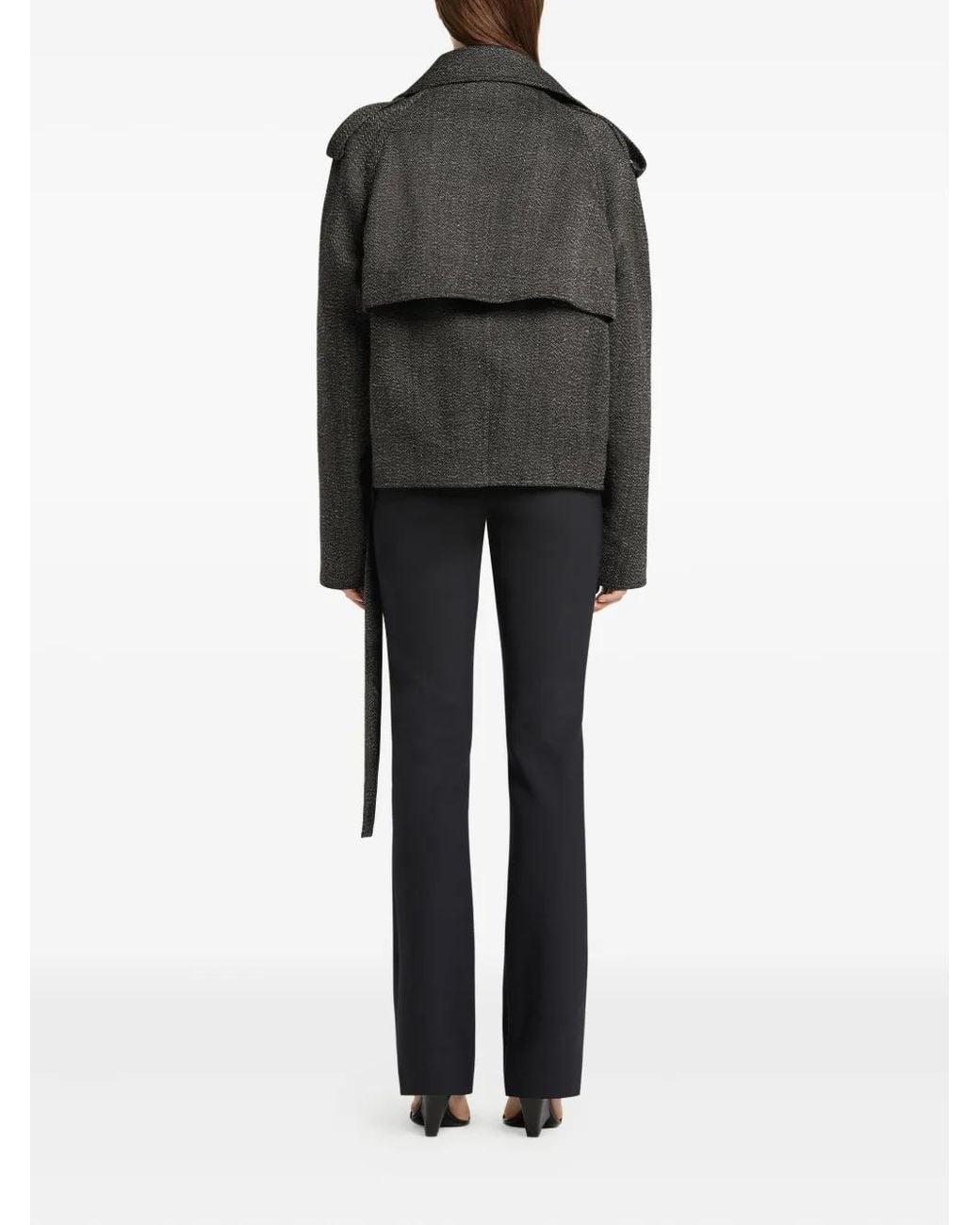 Courreges Black Oversized-Collar Cropped Jacket