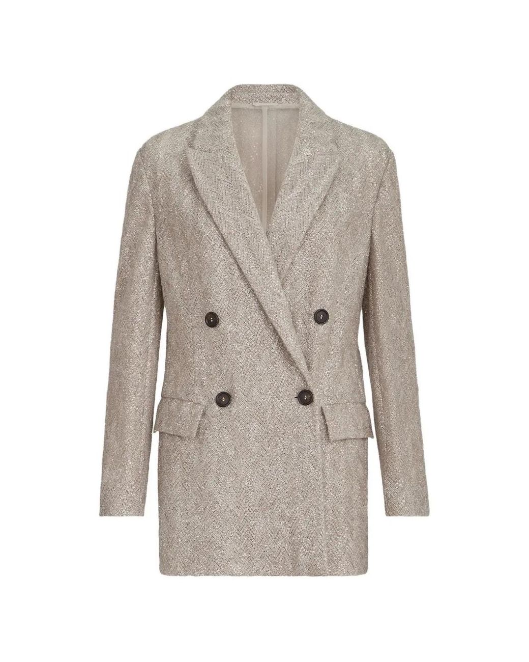 Brunello Cucinelli Gray Dazzling Chevron Embroidery Blazer