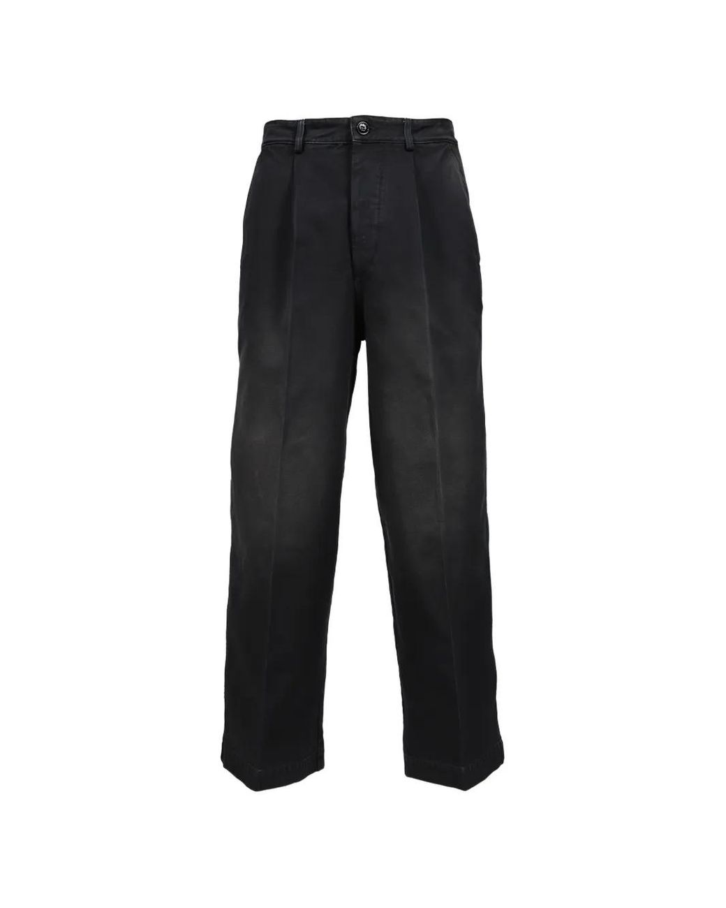 Marni Black Pleated Faded-Effect Trousers for men