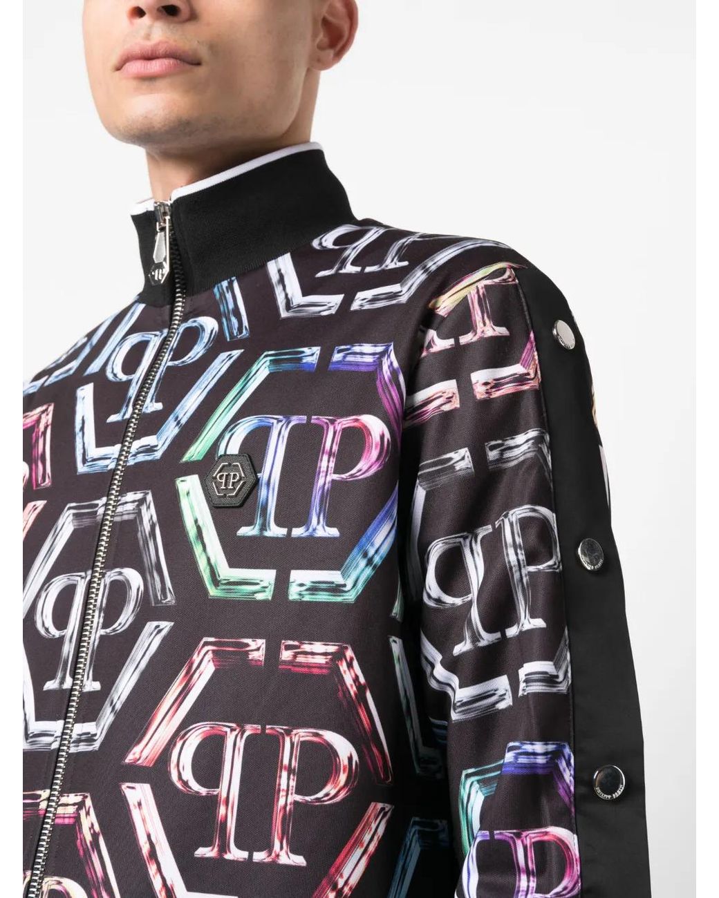Philipp Plein Gray Logo-Print Stretch-Cotton Tracksuit for men