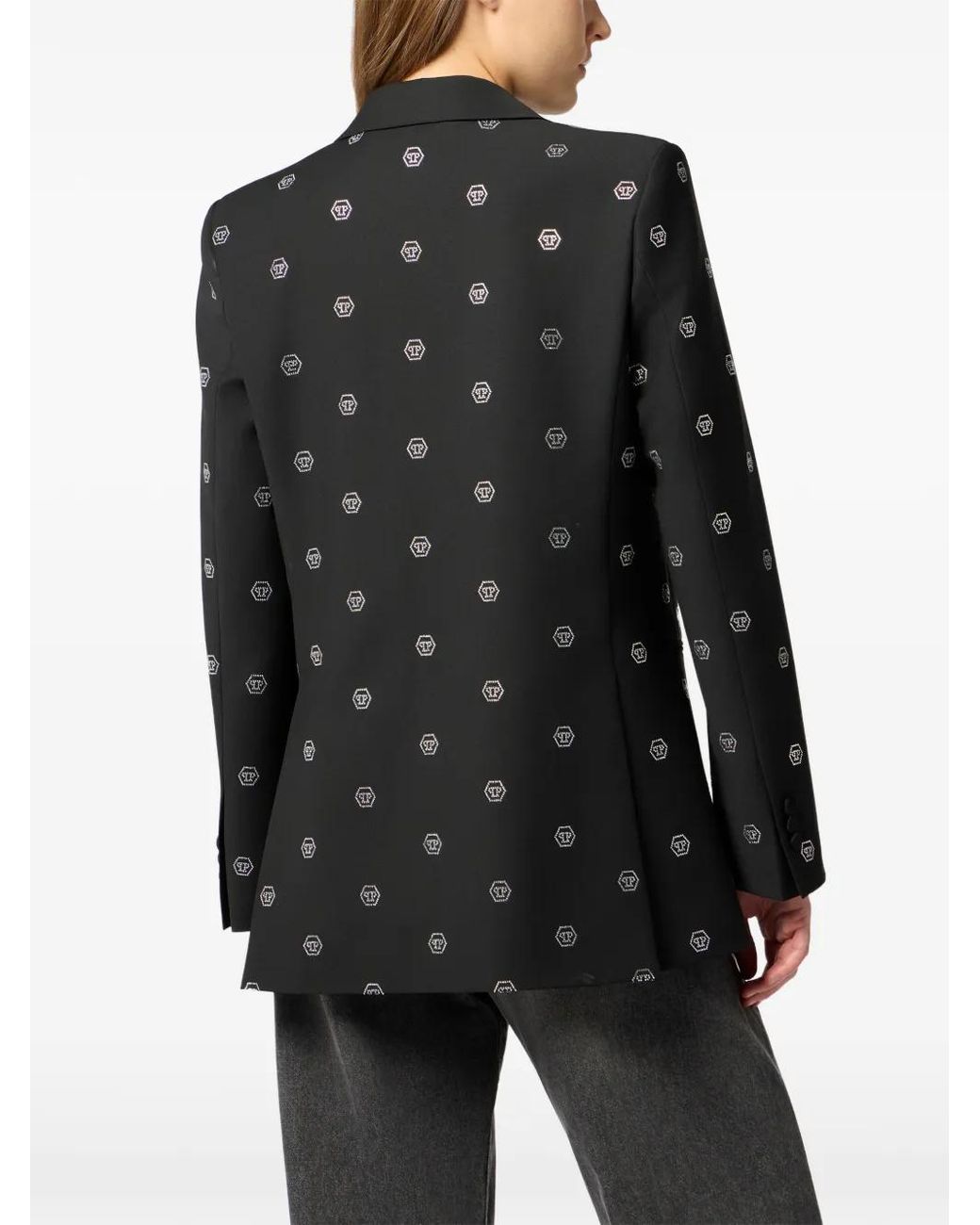 Blazer Con Monograma De Strass Philipp Plein de color Black