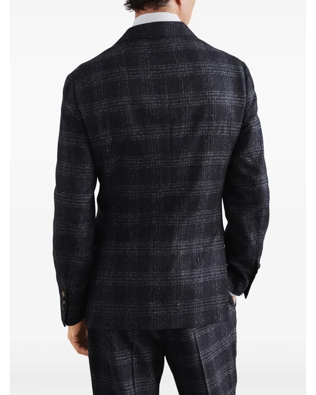 Brunello Cucinelli Blue Check-Pattern Jacket for men
