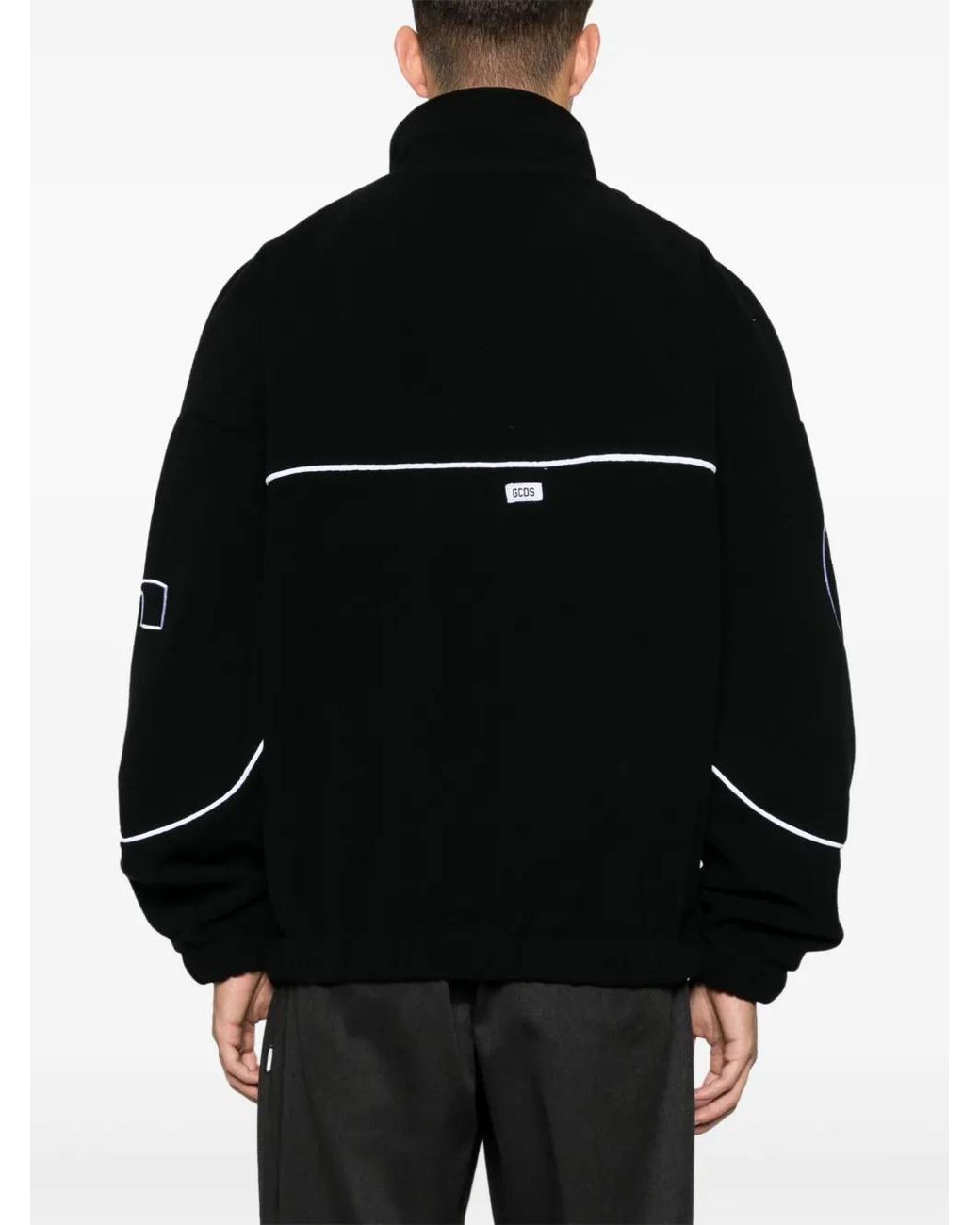 Gcds Black Embroidered-Logo Jacket for men