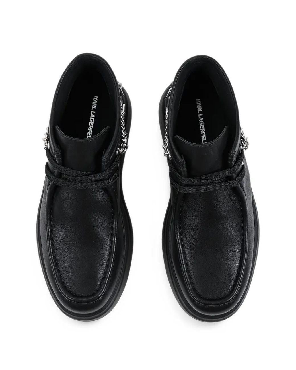 Karl Lagerfeld Black Charm-Embellished Chain-Link Ankle Boots
