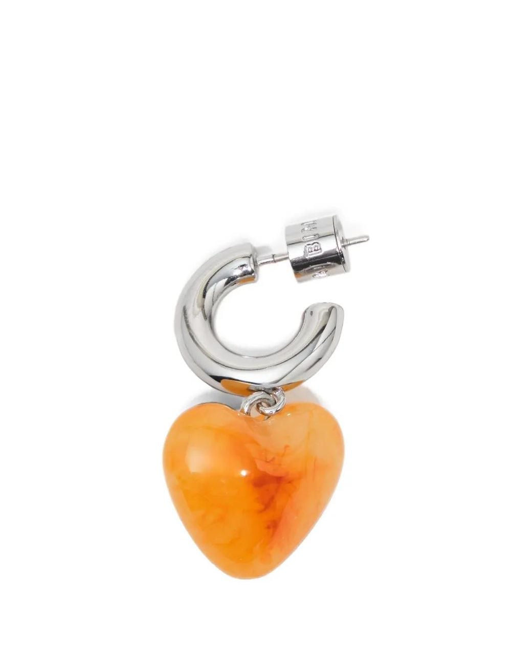 Bimba Y Lola Orange Hoop Earrings With Resin Heart