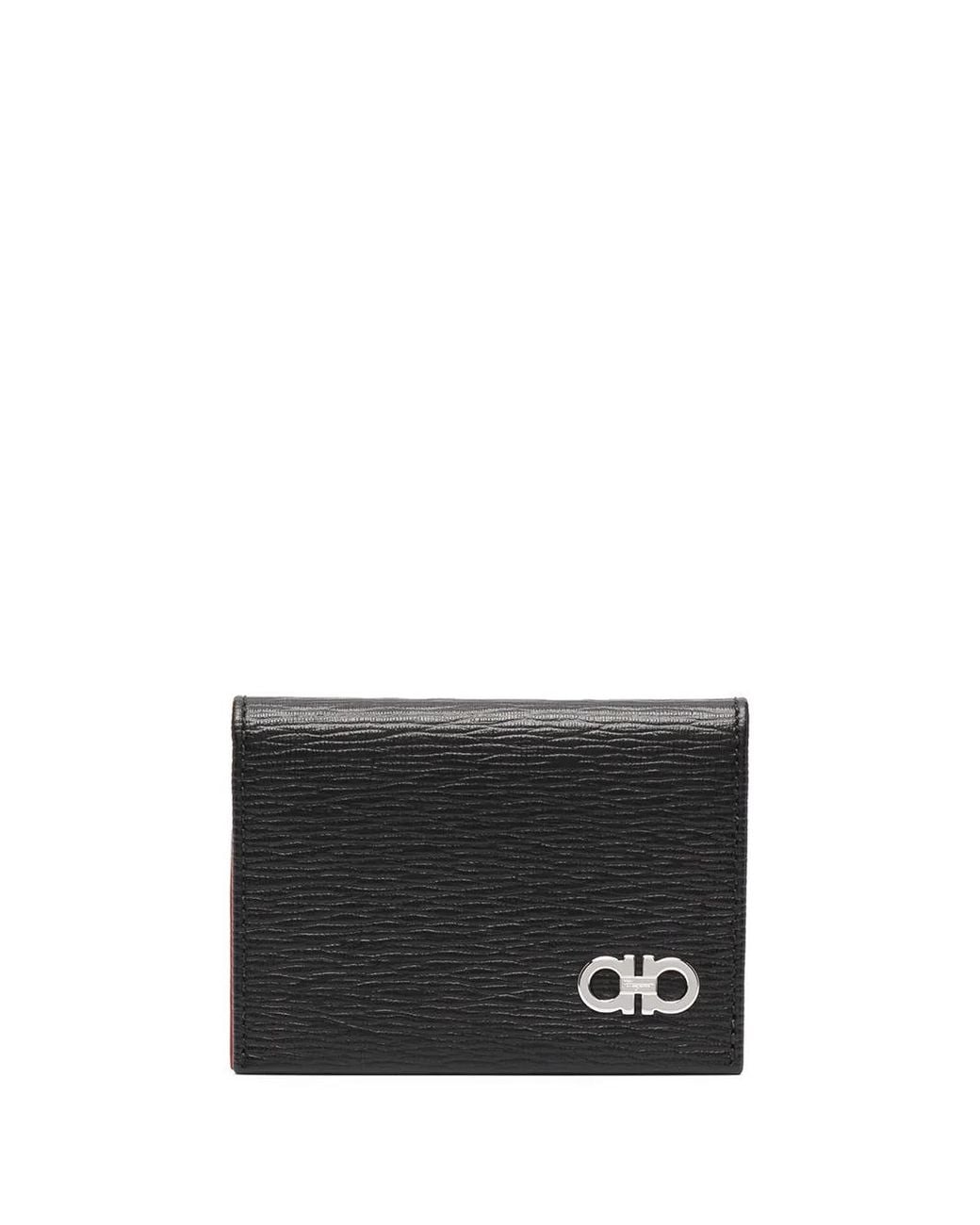 Ferragamo Black Gancini-plaque Leather Wallet for men