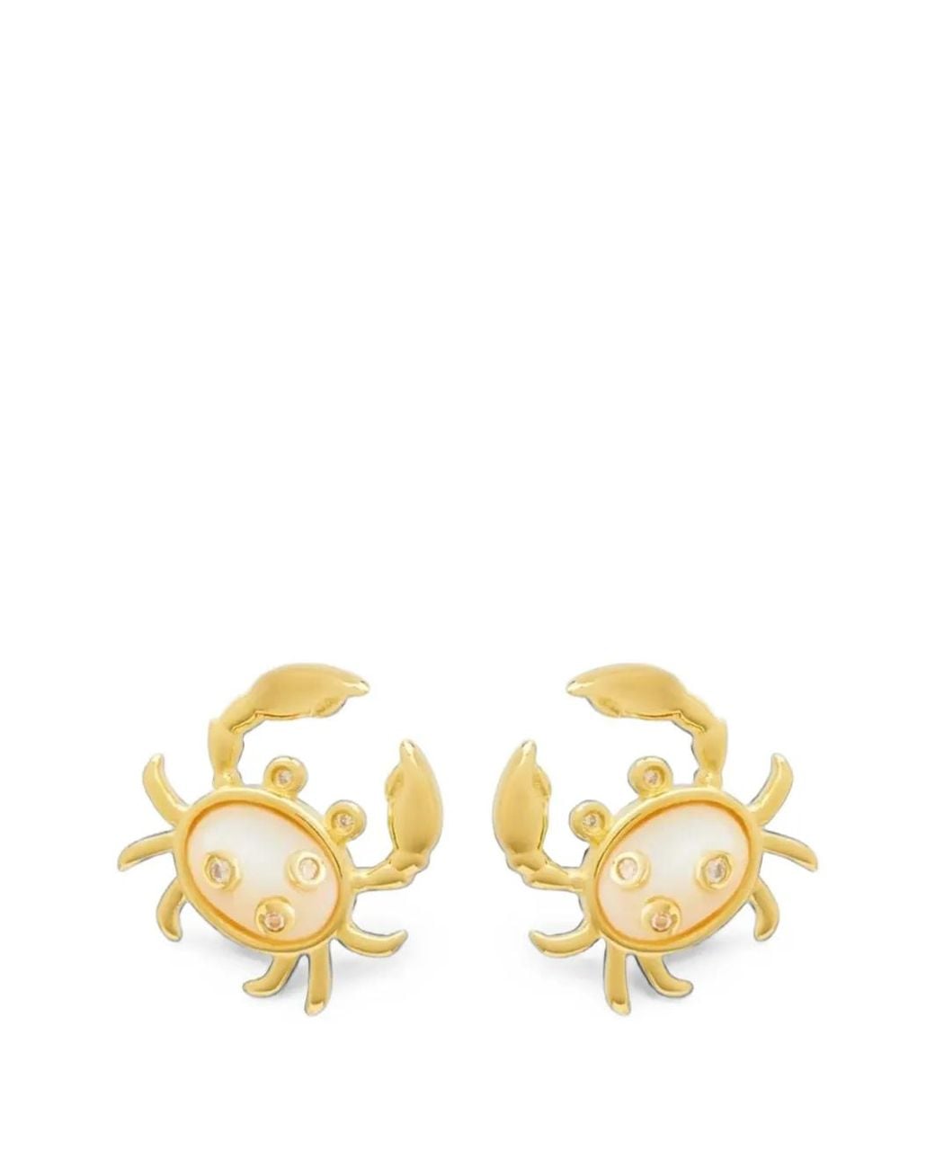 Eshvi Metallic Mother-Of-Pearl Crab Stud Earrings