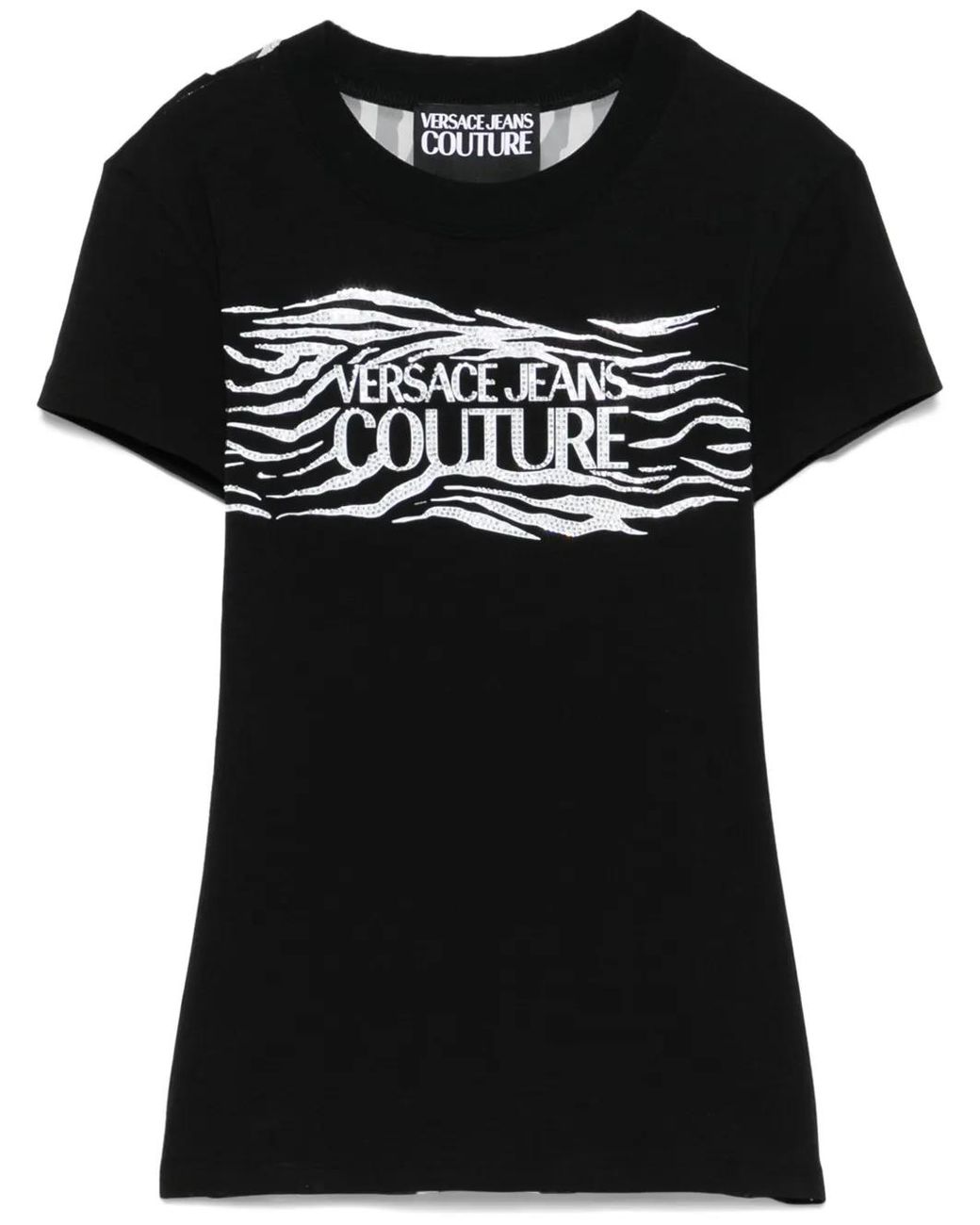 Versace Jeans Couture Black Crystal Zebra T-Shirt