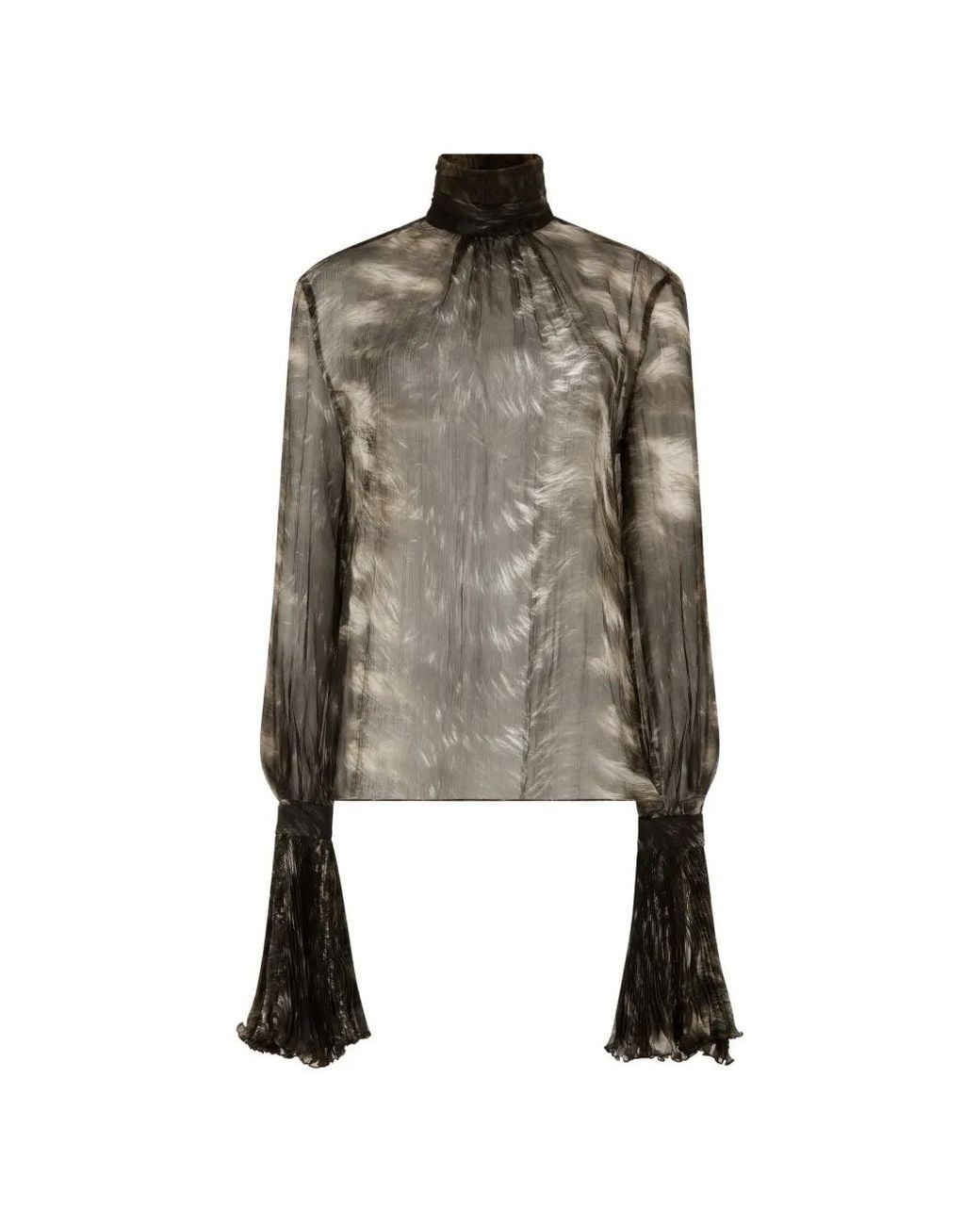 Roberto Cavalli Black Mock-Neck Long-Sleeve Blouse