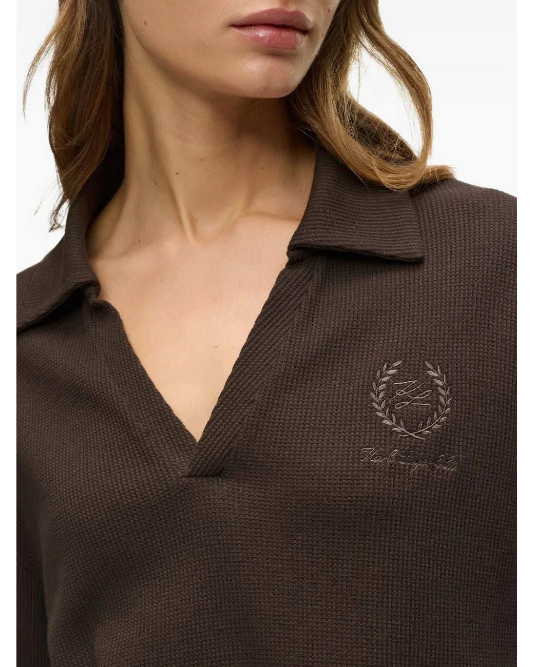 Karl Lagerfeld Black Crest-Embroidered Polo Shirt