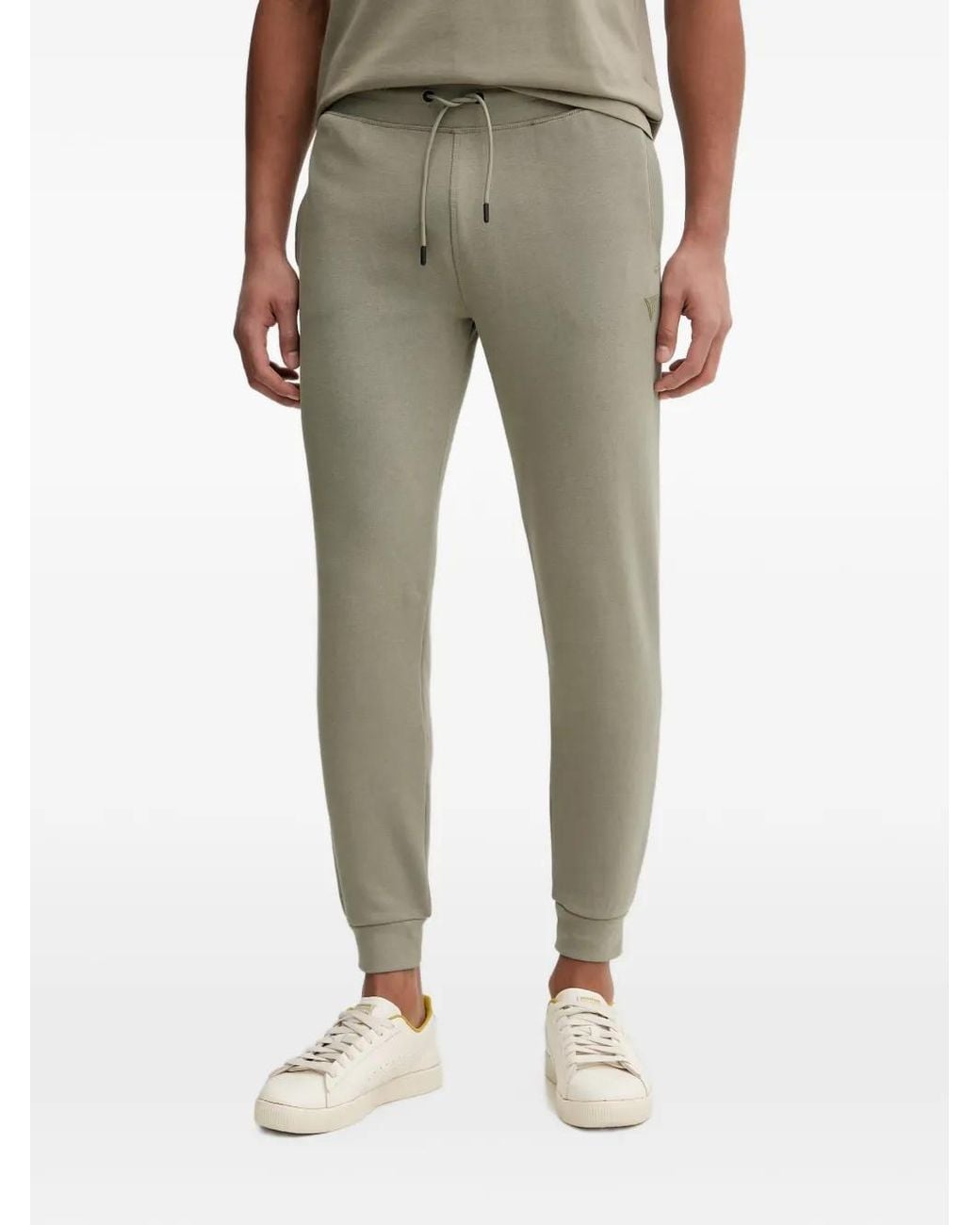 Guess Natural Logo-Patch Drawstring Track Pants for men