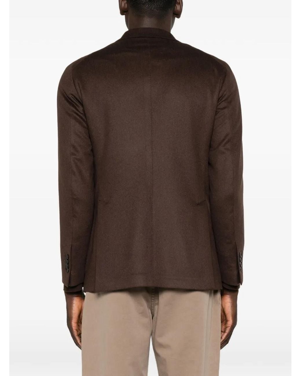 Tagliatore Brown Notched-Lapels Single-Breasted Blazer for men