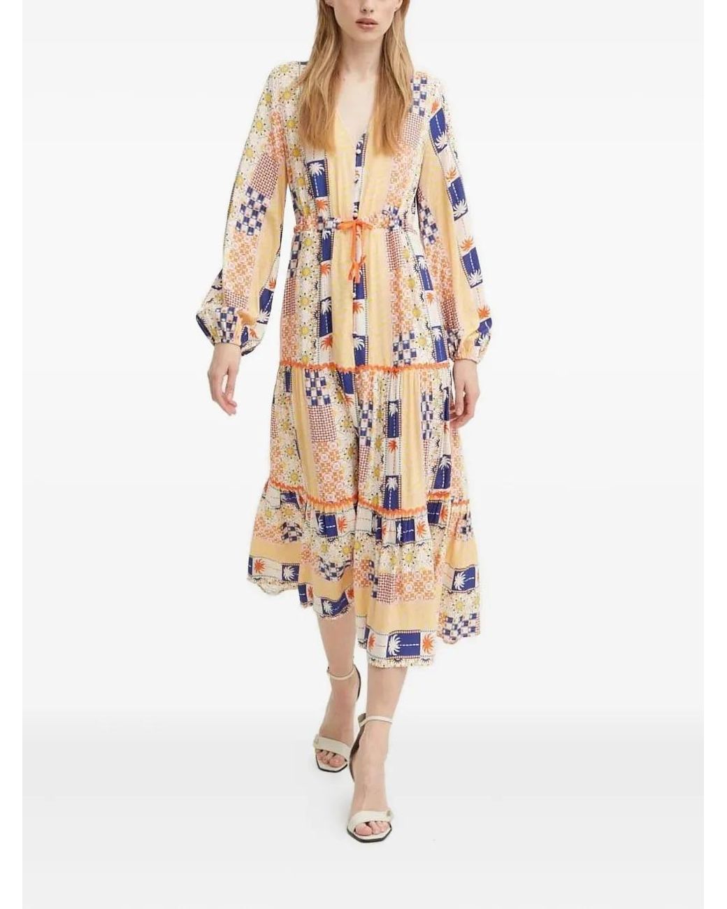 Never Fully Dressed White Patchwork Tiered Midi Dress