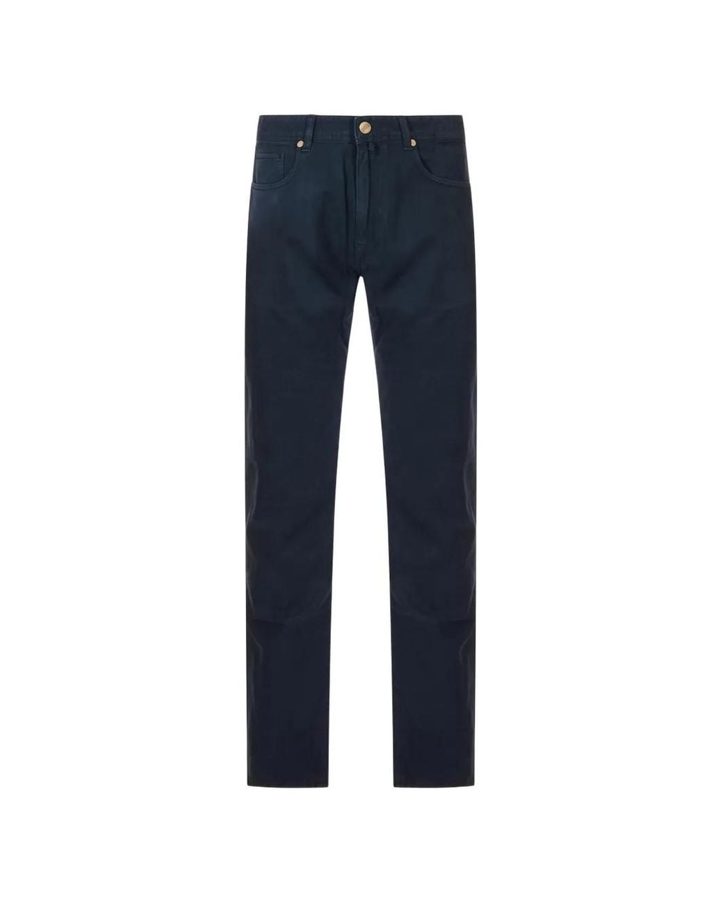 Incotex Blue Logo-Patch Straight-Leg Trousers for men