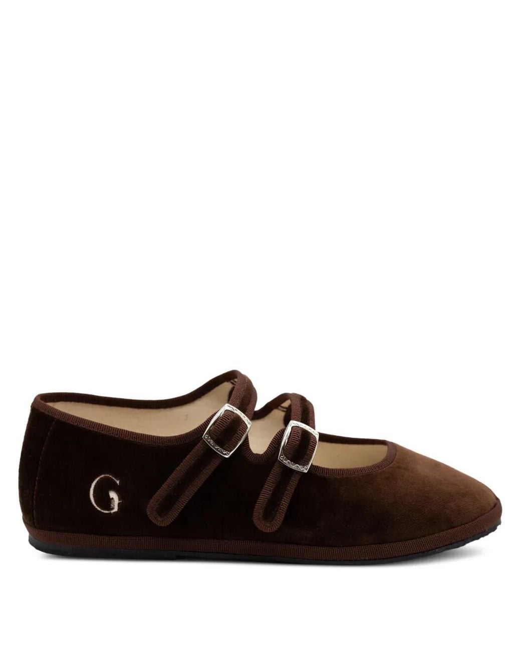 Gondolina Brown Sigari Mary Jane Double-Lace Ballet Flats