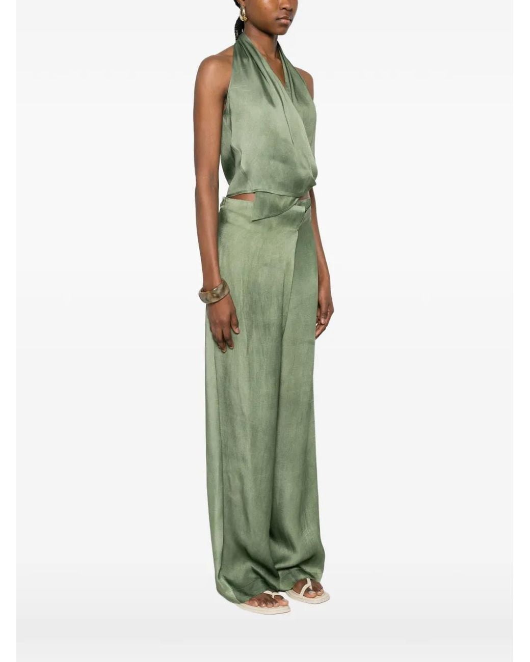 Cortana Green Wrap V-Neck Top