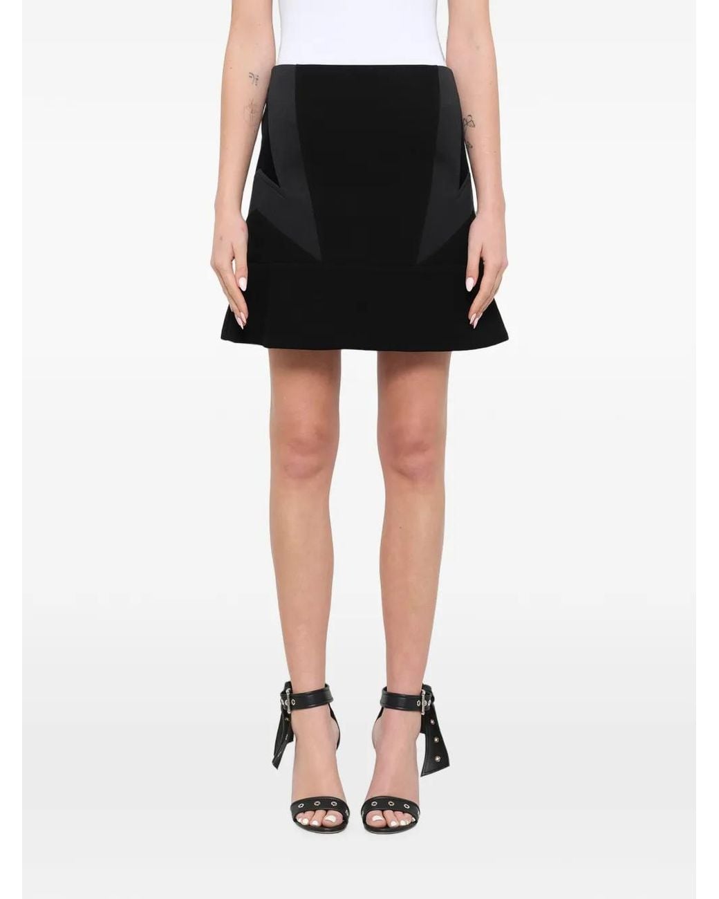 Neil Barrett Black Panelled Flared Mini Skirt