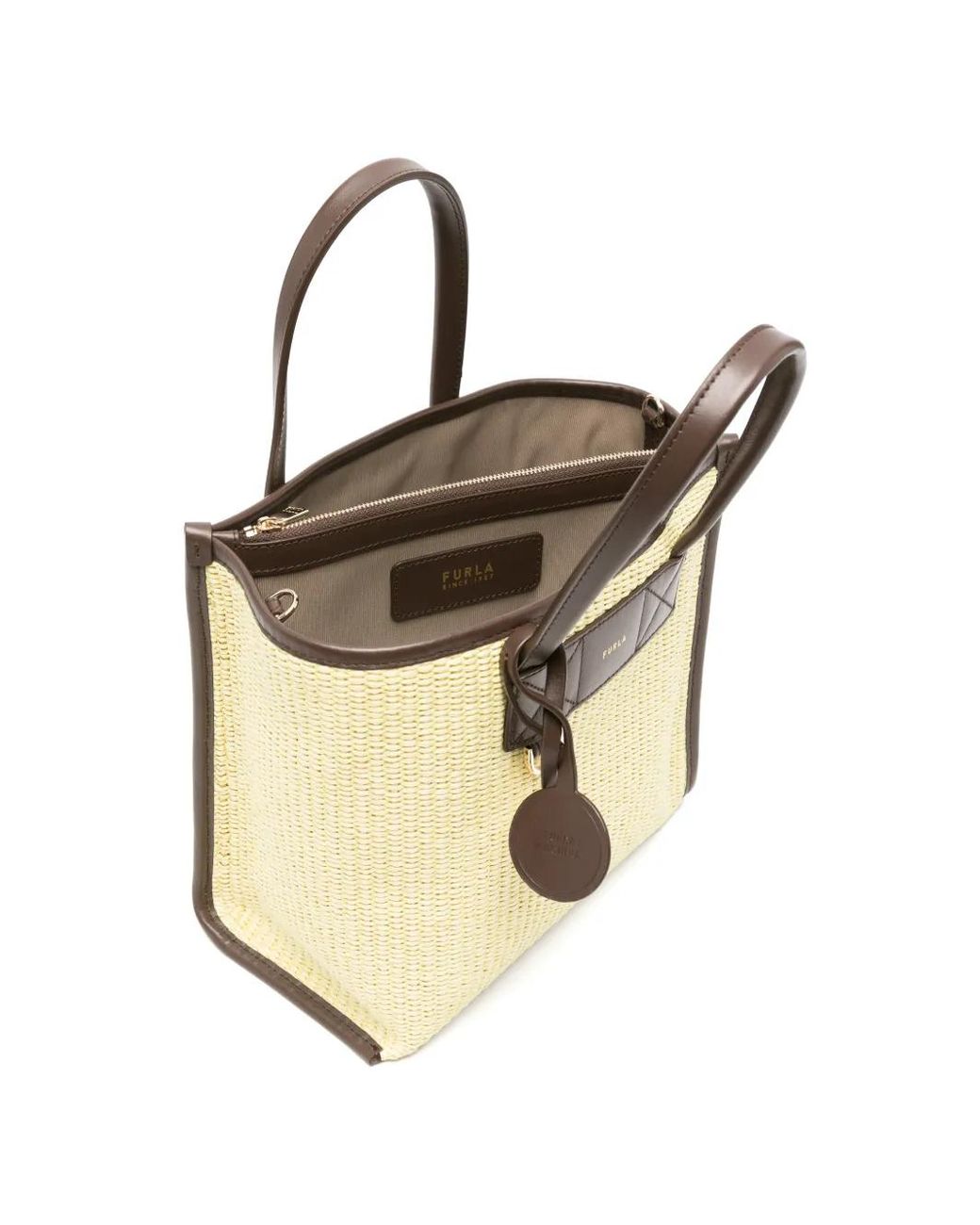 Furla Natural Petit Sac Cabas Divide It À Design Tressé