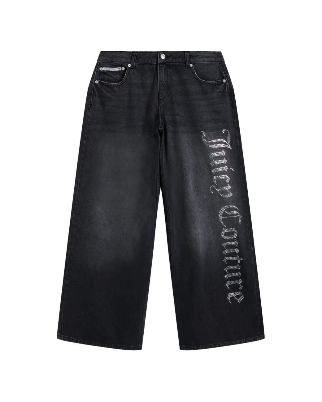 Juicy Couture Black Diamante-Embellished Wide-Leg Jeans
