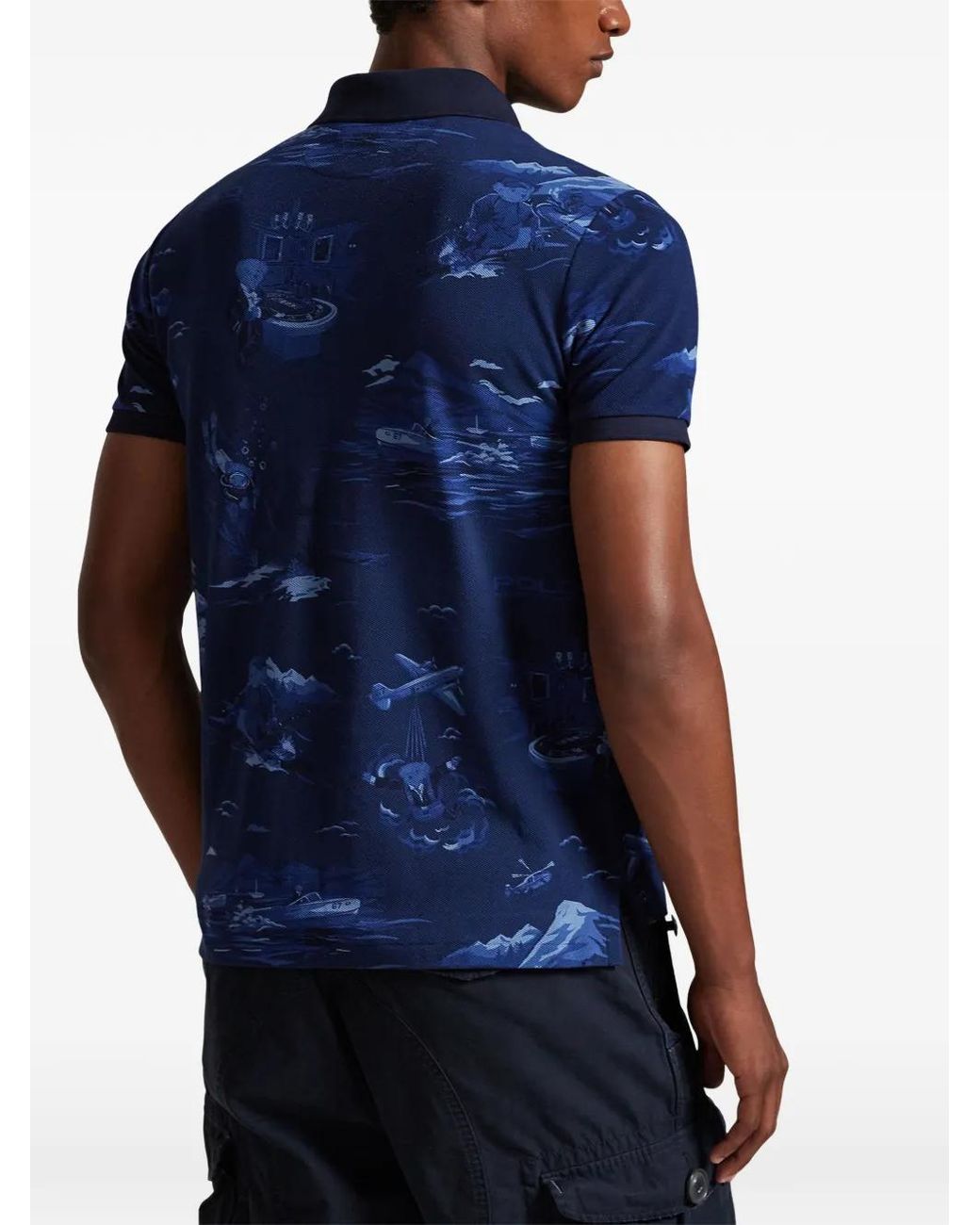 Polo Ralph Lauren Blue Patterned Polo Shirt for men