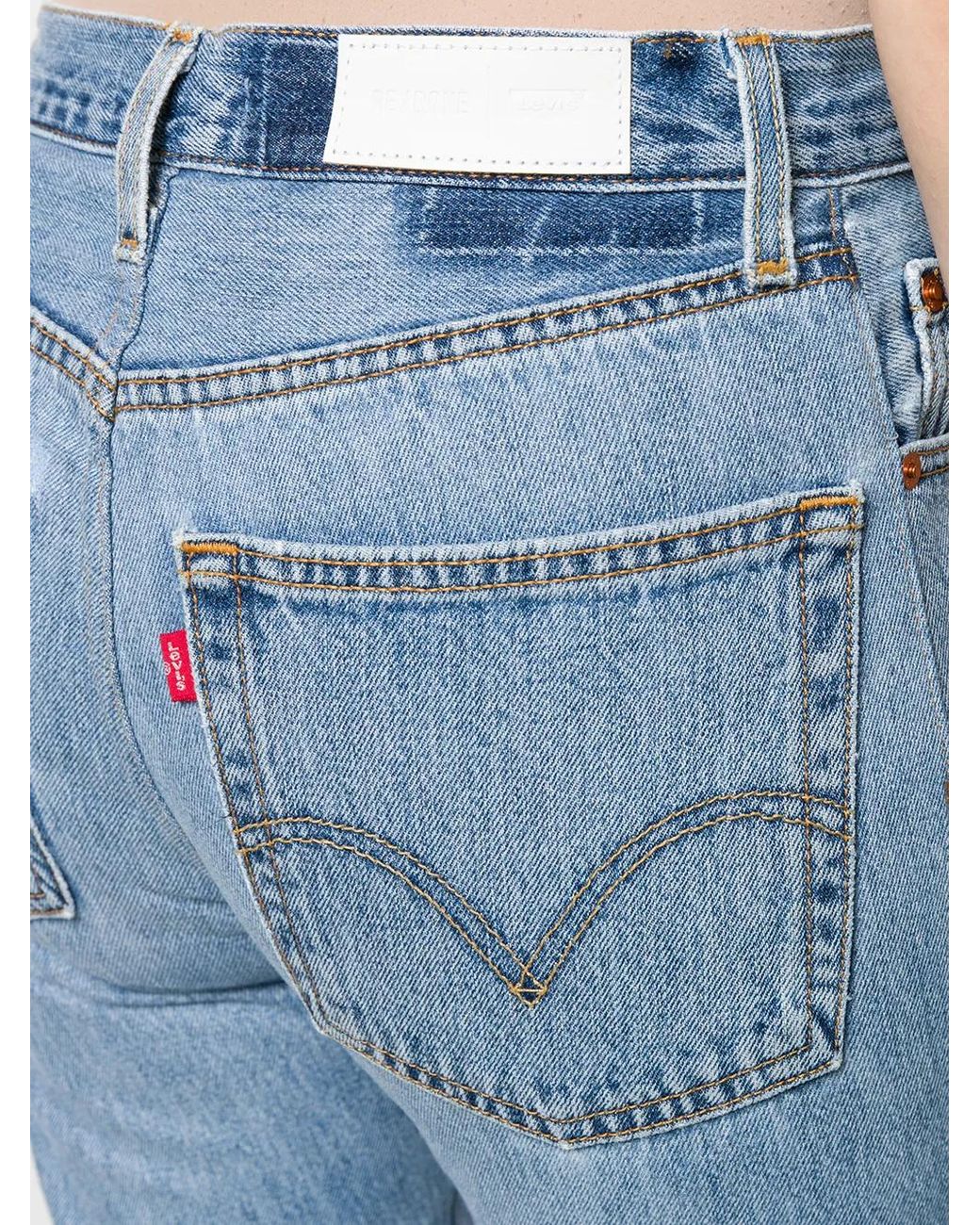 Re/done Blue High-Rise Cropped Jeans