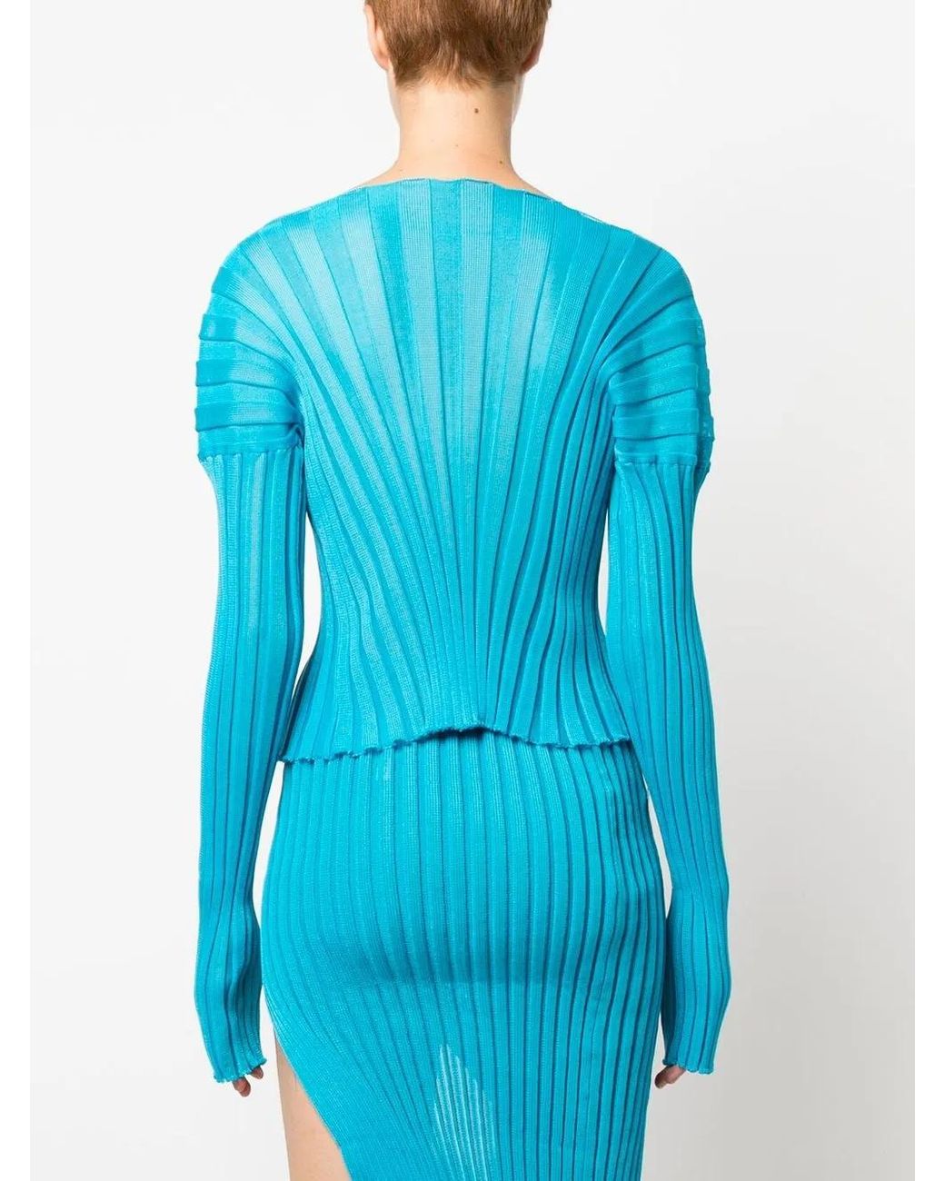 a. roege hove Blue Katrina Ribbed Knit Lace-Up Top