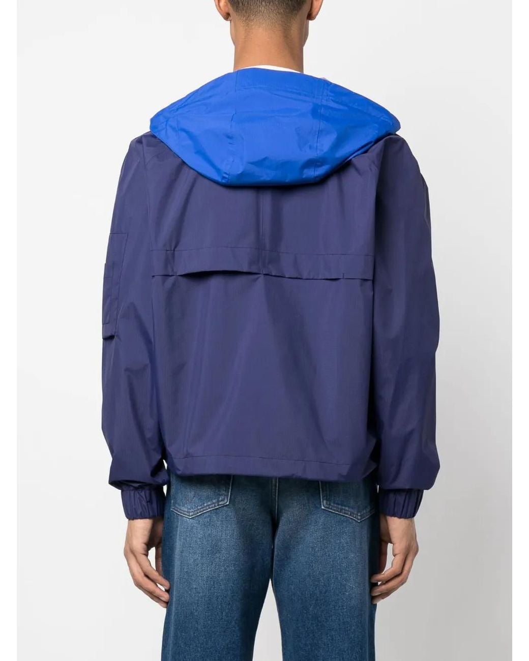 K-Way Blue Drawstring-Hood Zip-Up Jacket