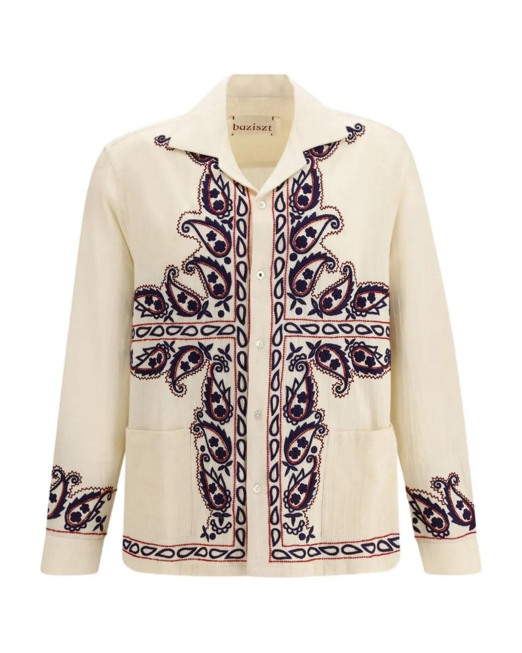 BAZISZT Natural Memento Embroidered Shirt for men