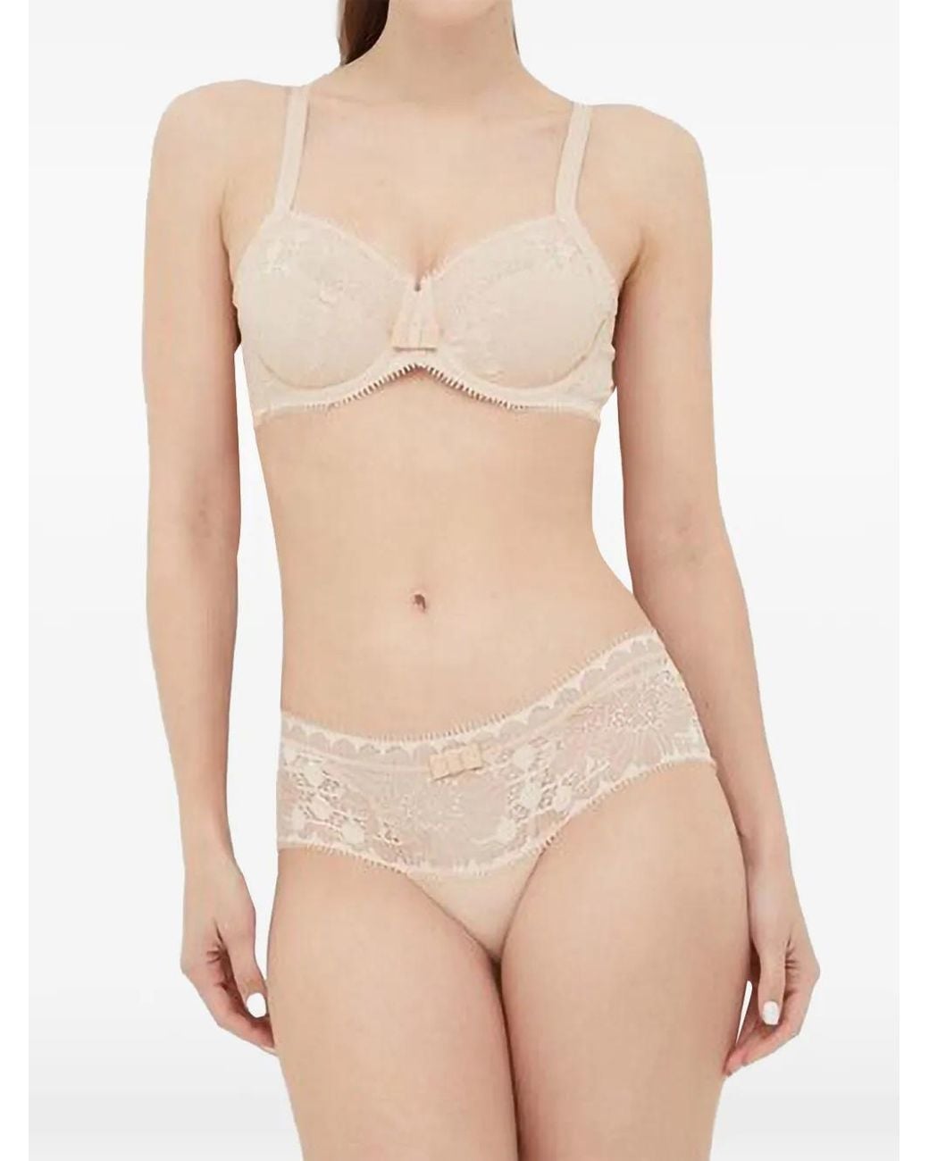 Chantelle Natural Soutien-Gorge À Superposition En Dentelle Et Détail De Nœud