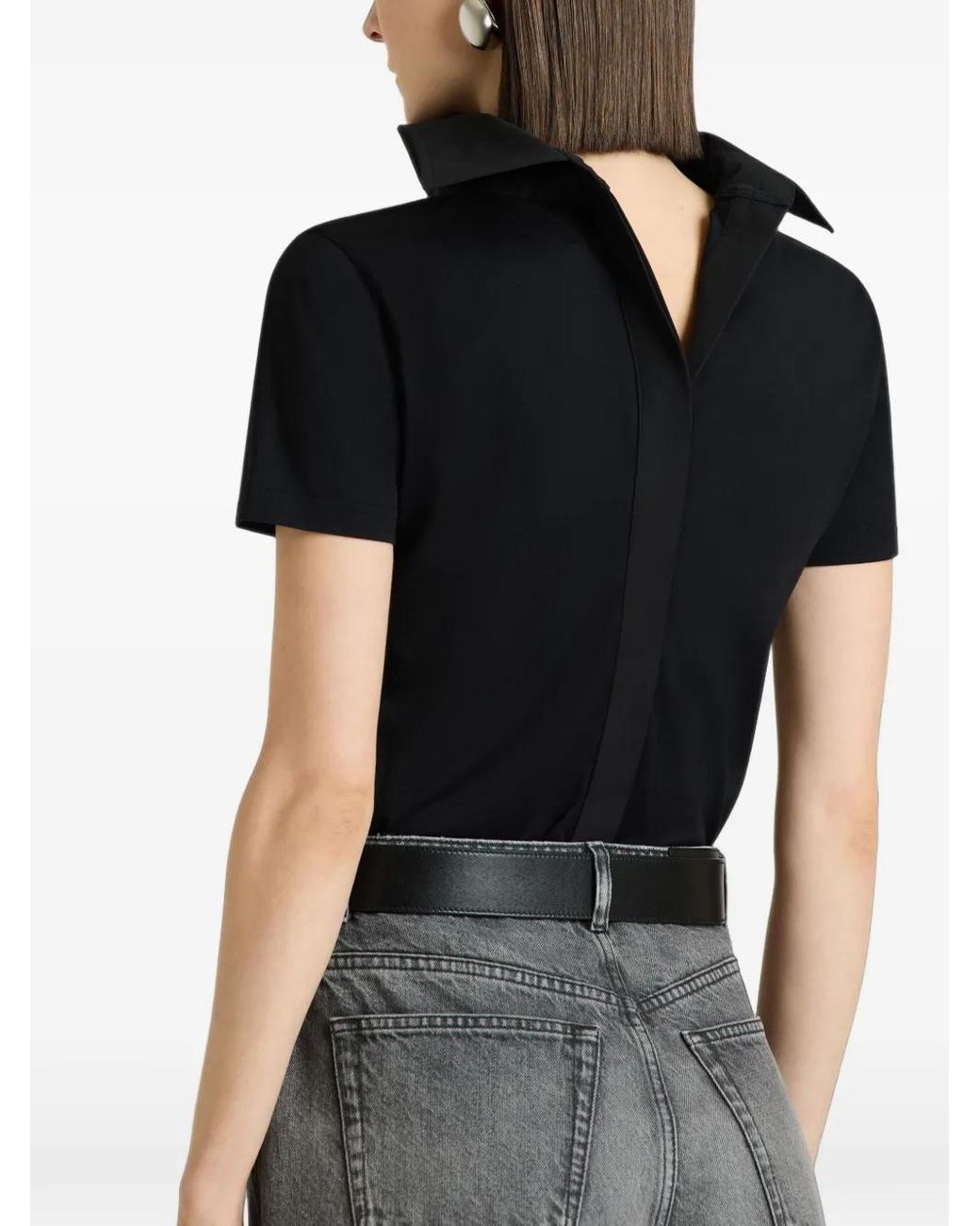 Givenchy Black T-Shirt With Poplin Collar